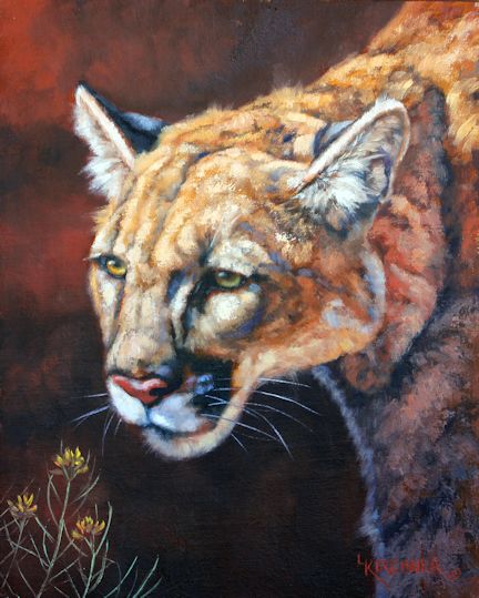 leslie kirchner, lesliekirchner art, wildlife art, wildlife artist, western art, wetsern artist, cougar, cougar painting, nature art, nature artist, mountain lion, mountain lion art