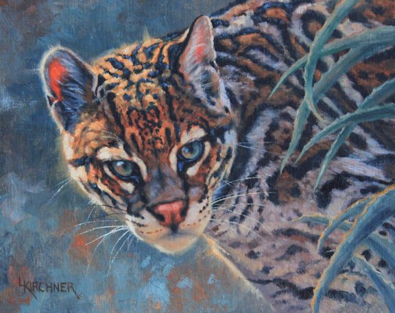 Leslie Kirchner, lesliekirchner artist, wildlife artist, western artist, nature artist, nature art, wildlife art, western art, small wild cats, wild cats, spotted cats, north american wildcat, ocelot, ocelot art, ocelot painting