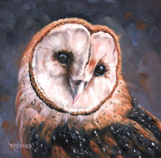 Leslie Kirchner, leslie kirchner artist, leslie kirchner art, western art, wildlife art, nature art, western artist, wildlife artist, nature artist, bird art, bird painting, owl art, owl painting, barn owl, barn owl art, barn owl painting