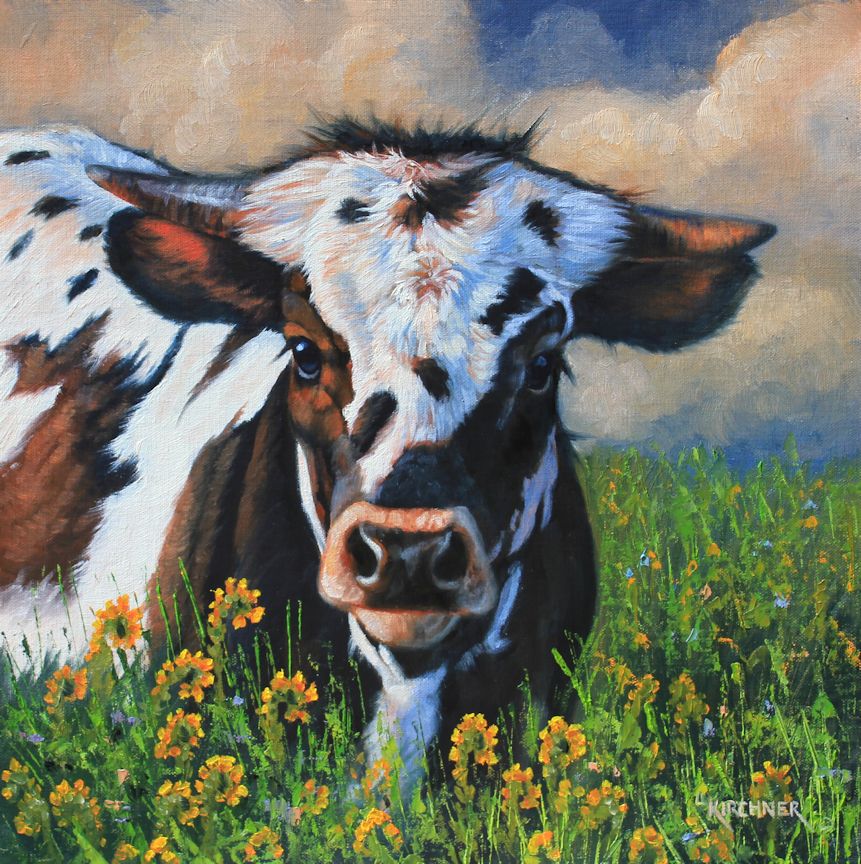 Leslie Kirchner, lesliekirchner art, leslie kirchner artist, western art, wildlife art, nature art, western painting, longhorn calf, longhorn bull calf, longhorn, longhorn calf art, calf art, calf painting