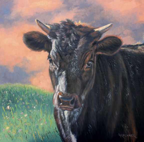 Leslie Kirchner, leslie kirchner artist, western artist, wildlife artist, nature artist, western art, western paintings, natre art, wildlife art, calf, cow, bull calf, black calf, calf art, calf painting
