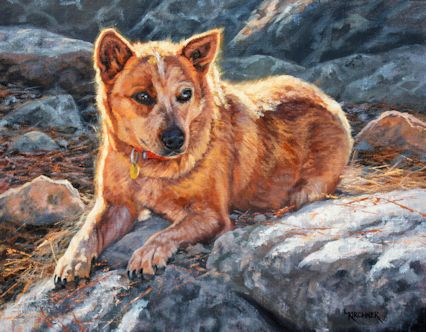 leslie kirchner, leslie kirchner art, western art, western artist, nature art, nature artist, wildlife art, wildlife art, dog art, dog painting, australian cattle dog, australian cattle dog art, queensland heeler, queensland heeler art, dog paintings, red heeler, red heeler art