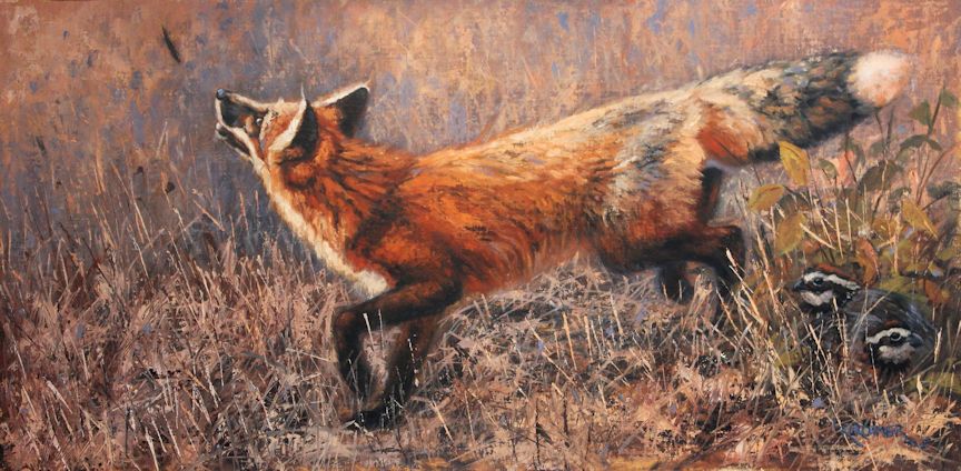 Leslie Kirchner, leslie kirchner artist, leslie kirchner art, wildlife art, wildlife artist, western art, western artist, nature art, nature artist, fox, fox art, canid, canid art, red fox, red fox art, red fox painting