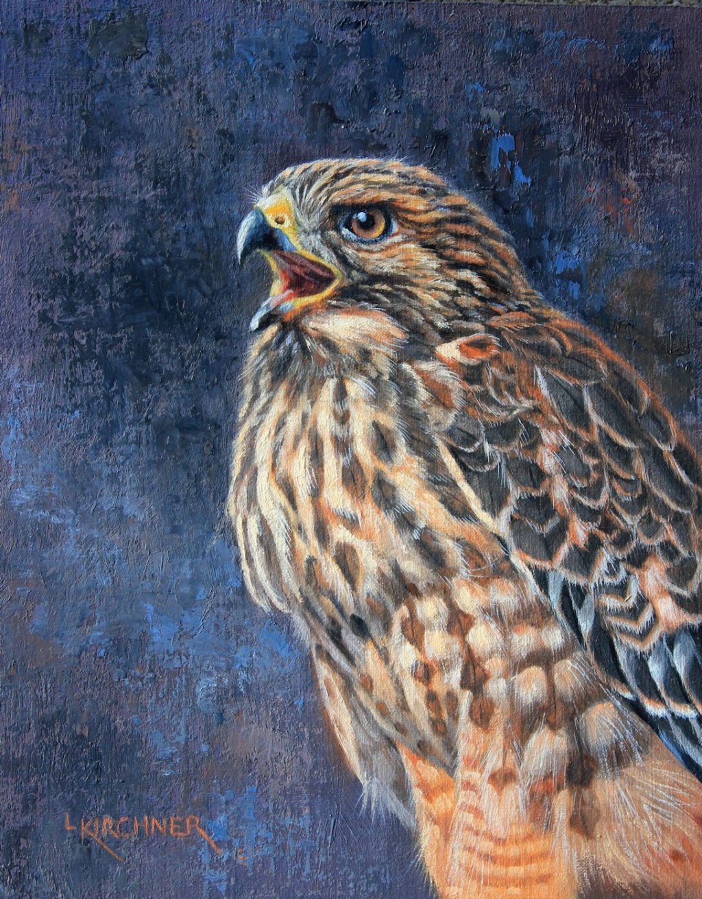 Leslie Kirchner, leslie kirchner art, leslie kirchner artist, wildlife art, wildlife artist, nature art, nature artist, western art, western artist, bird art, birds, hawks, hawk art, hawk painting, raptor, raptor art, raptor painting, redtailed hawk, redtailed hawk art, red shouldered hawk, red shouldered hawk art, red shouldered hawk painting