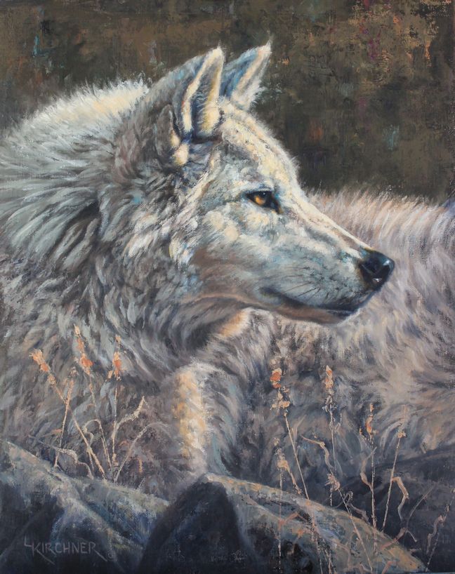 Leslie Kirchner, leslie kirchner art, leslie kirchner artist, western art, western artist, nature art, nature artist, wildlife art, wildlife artist, wolf art, wolf painting, wolf artwork, wild canid, wild canid art, white wolf, white wolf art, white wolf painting, gray wolf, gray wolf art, gray wolf painting, wolves, arctic wolf, wolf oil painting