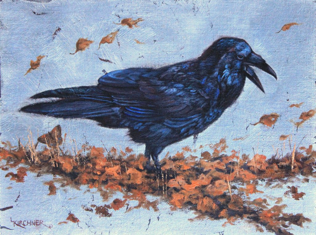 Leslie Kirchner, leslie kirchner art, lesliekirchner artist, nature art, nature artist, wildlife art, wildlife artist, nature art, nature artist, bird art, bird painting, raven, raven painting, raven art, crow, crow art, crow painting