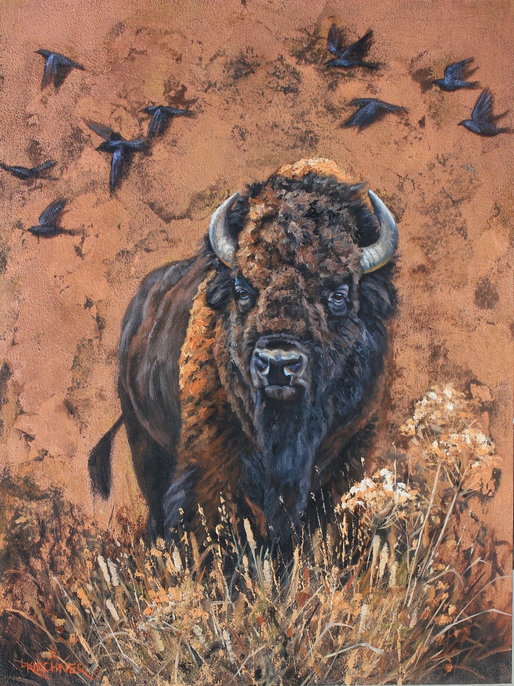 Leslie Kirchner, lesliekirchner art, leslie kirchner artist, western art, western artist, nature art, nature artist, wildlife art, wildlife artist, bison, bison art, bison painting